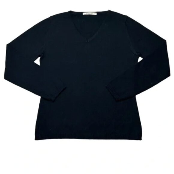 DEANE & WHITE 100% Merino Wool V-Neck Sweater Black - Picture 1 of 7